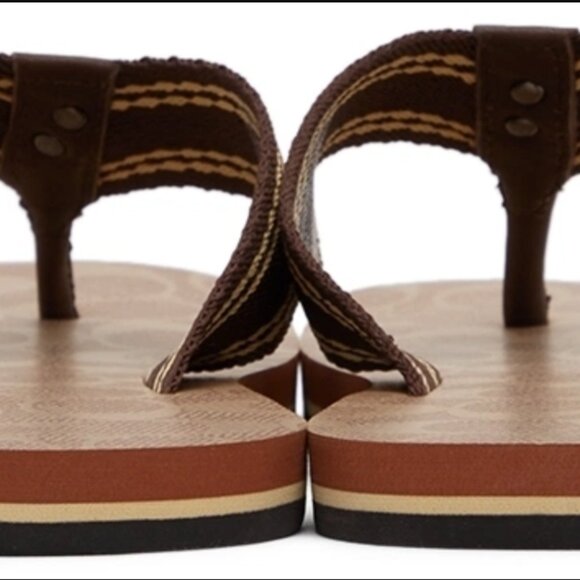 COACH Mens Webbing Flip Flop, Size 8, Tan Signature - Picture 5 of 8